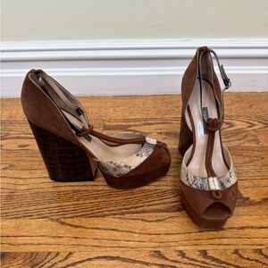 Zac Posen Brown Suede Wedges